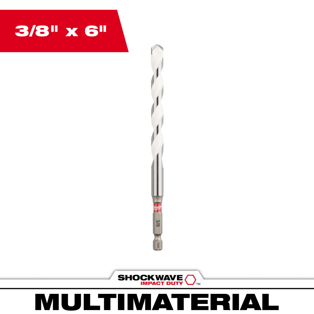 Milwaukee Shockwave Impact Duty Carbide Multi-Material Drill Bit, 3/8-In x 6-In