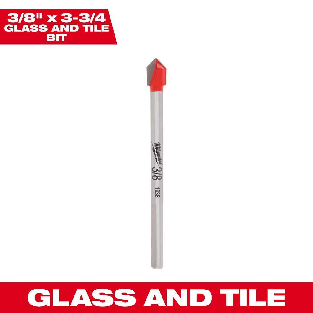 Milwaukee Glass And Tile Drill Bit, 3/8-In x 3 3/4-In
