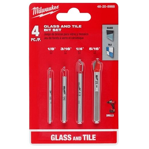 Milwaukee Glass And Tile Drill Bit Set, 4-Pc