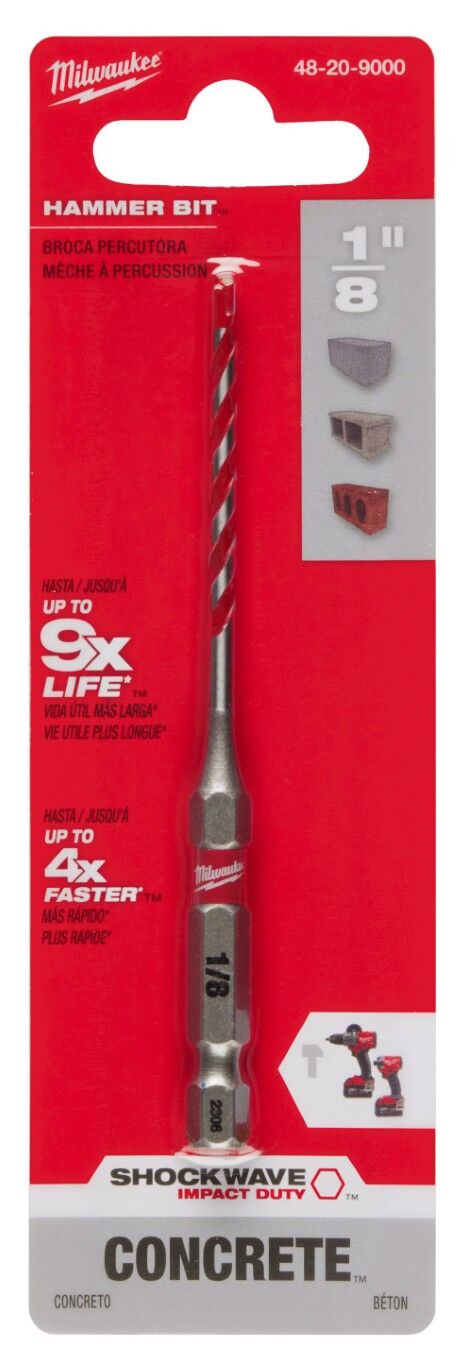 Milwaukee Shockwave Impact Duty Carbide Hammer Drill Bit, 1/8-In x 3 1/2-In
