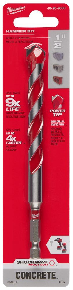 Milwaukee Shockwave Impact Duty Carbide Power Tip Hammer Drill Bit, 1/2-In x 6-In