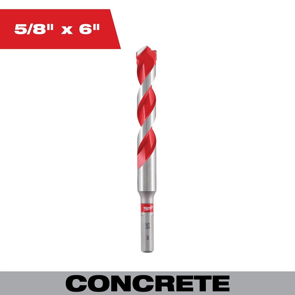 Milwaukee Shockwave Carbide Power Tip Hammer Drill Bit, 5/8-In x 6-In