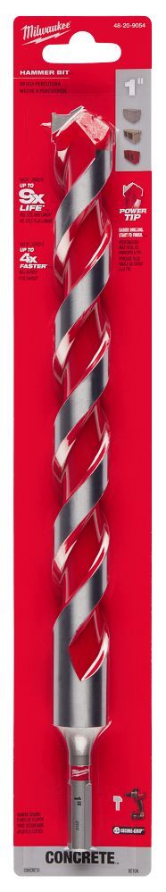 Milwaukee Shockwave Carbide Power Tip Hammer Drill Bit, 1-In x 12-In