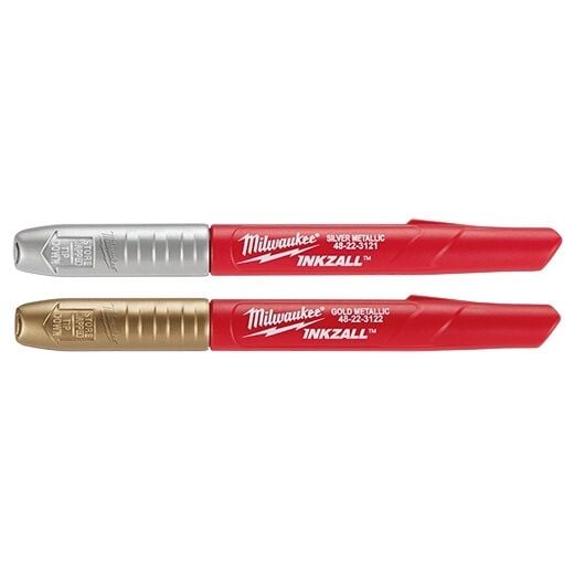 Milwaukee Inkzall Fine Point Metallic Markers Silver/Gold, 2-Pk