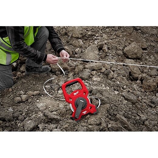 Milwaukee Fiberglass Open Reel Long Tape Measure, 100-Ft