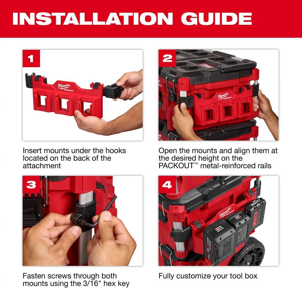 Milwaukee PACKOUT Tool Box M18 Battery Rack Attachment