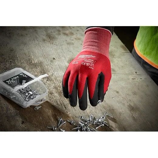Milwaukee Cut Level 1 Nitrile Dipped Gloves in Red