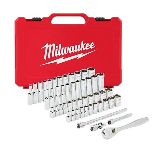 Milwaukee 1/4-In Drive Ratchet & SAE & Metric Socket Set, 50-Pc