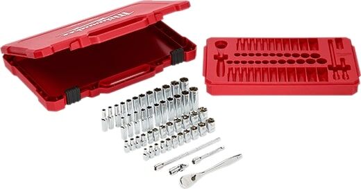 Milwaukee 1/4-In Drive Ratchet & SAE & Metric Socket Set, 50-Pc