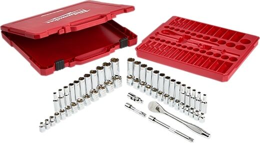 Milwaukee 3/8" Drive Ratchet & Socket Set - SAE & Metric, 56-Pc