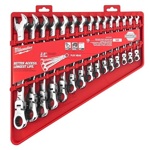 Milwaukee 15-Pc SAE Flex Head Ratcheting Combination Wrench Set