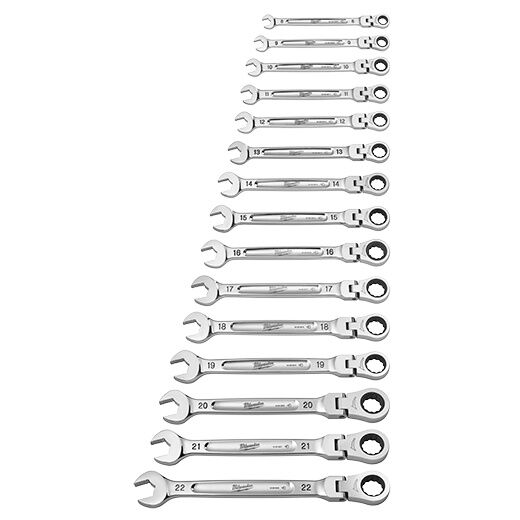 Milwaukee 15-Pc Metric Flex Head Ratcheting Combination Wrench