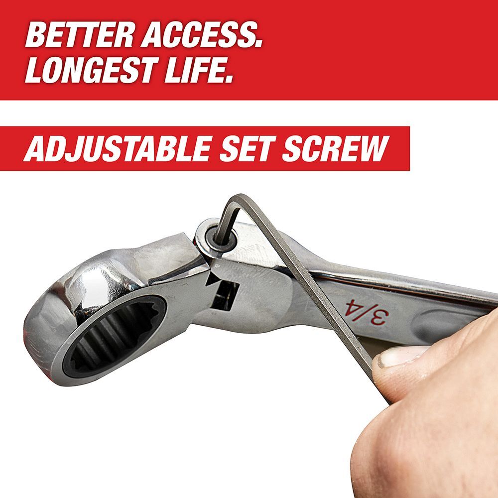 Milwaukee Metric Flex Head Ratcheting Combination Wrench Set, 7-Pc