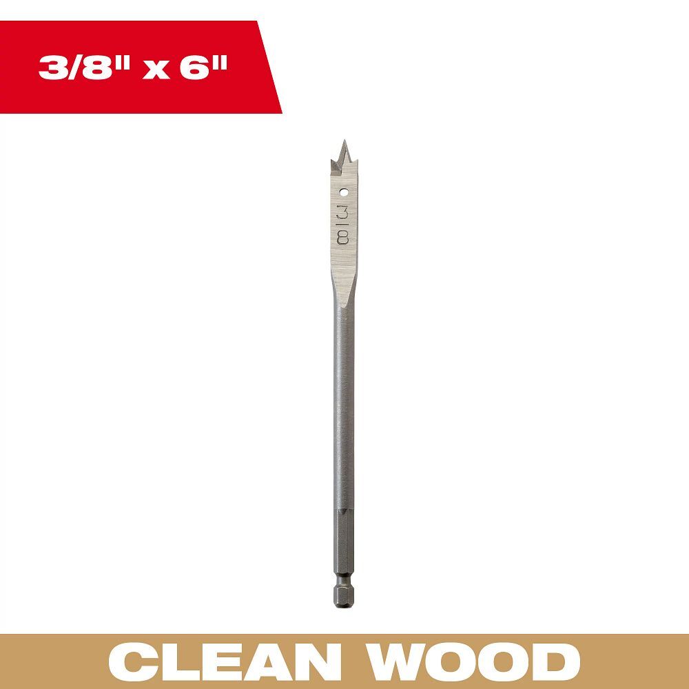 Milwaukee Flat Boring Bit, 3/8-In x 6-In