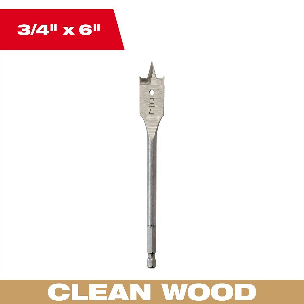 Milwaukee Flat Boring Bit, 3/4-In x 6-In