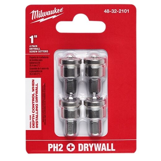 Milwaukee #2 Phillips Drywall Screw Setter, 1-In, 4-Pk