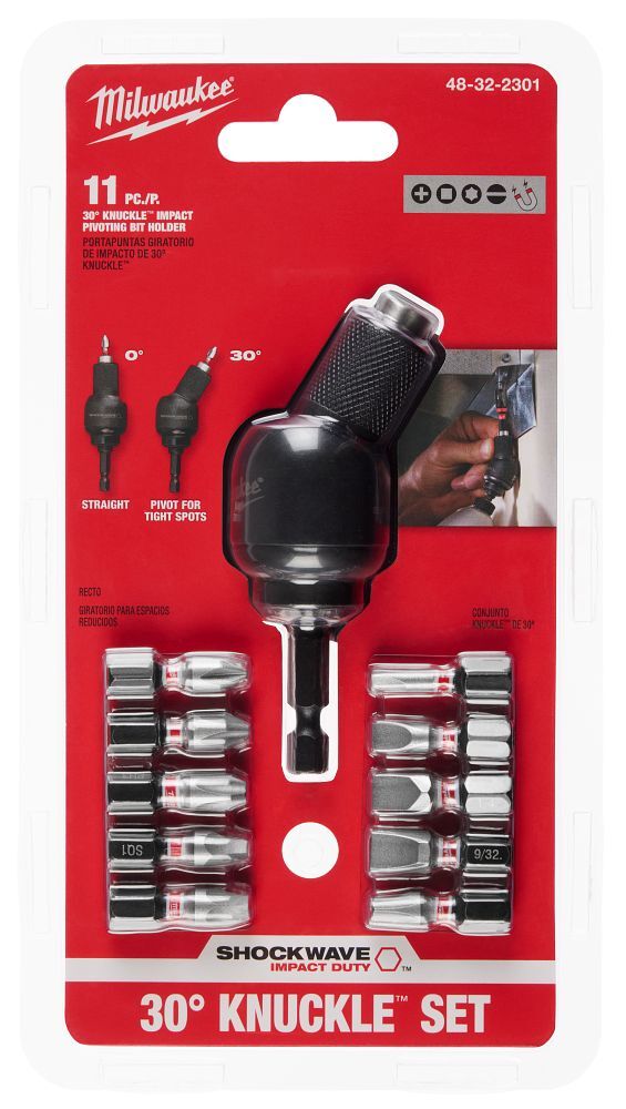 Milwaukee Shockwave 30° Knuckle Pivoting Bit Holder Set, 11-Pc