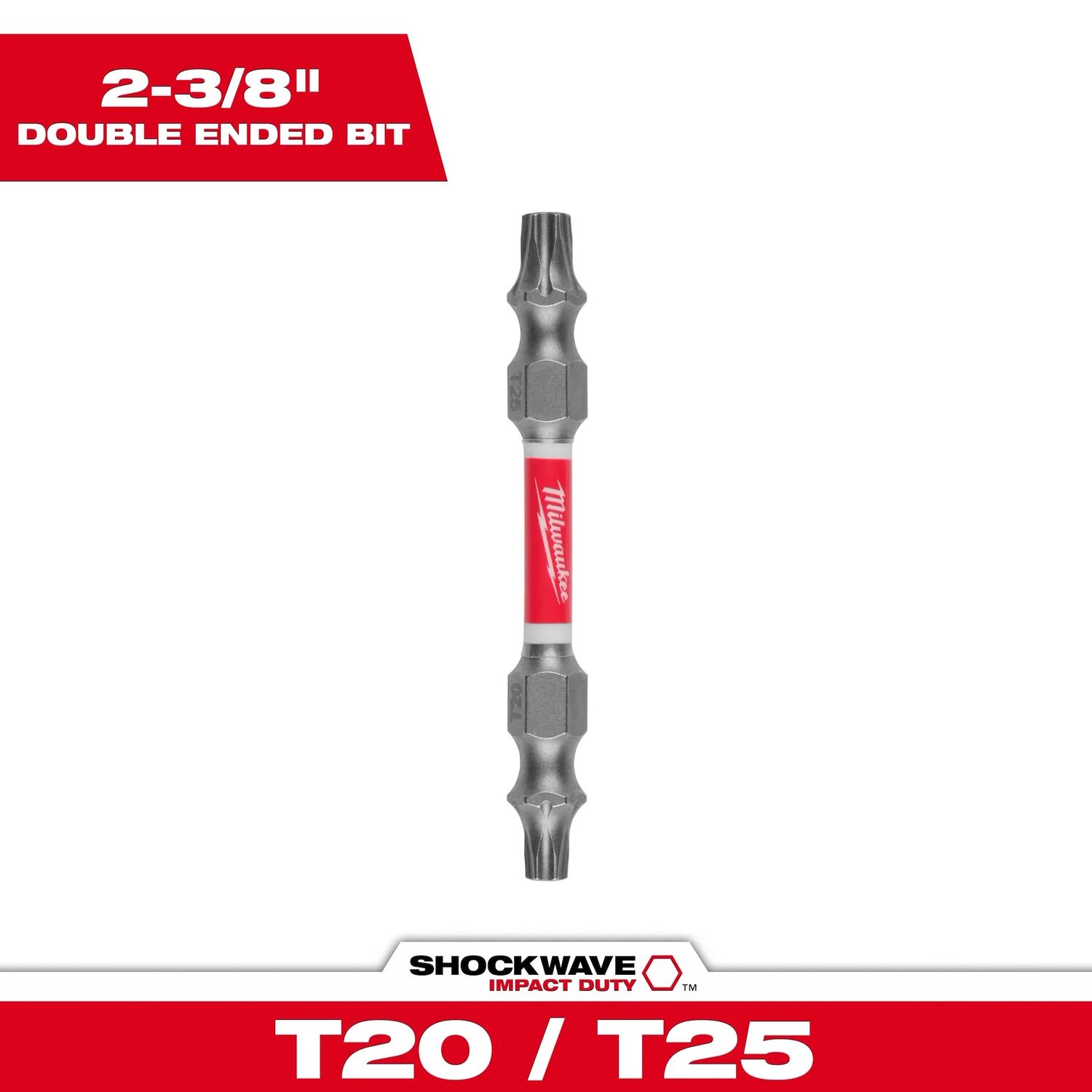 Milwaukee Shockwave T20 Torx/T25 Torx Impact Duty Double Ended Bit, 2 3/8-In
