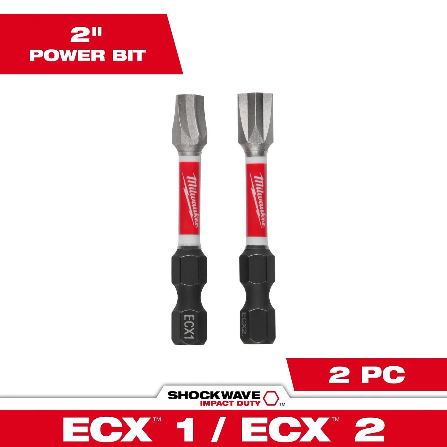 Milwaukee Shockwave Impact Duty #1/#2 ECX Bit Combo Kit, 2-In, 2-Pc