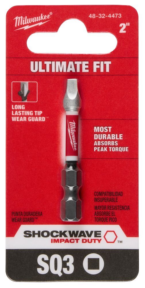 Milwaukee Shockwave Impact #3 Square Bit, 2-In