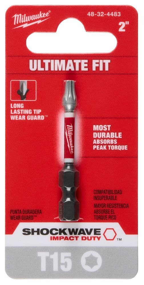 Milwaukee Shockwave Impact T15 Torx Bit, 2-In