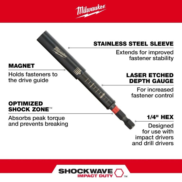 Milwaukee Shockwave Impact Magnetic Drive Guide, 3-In