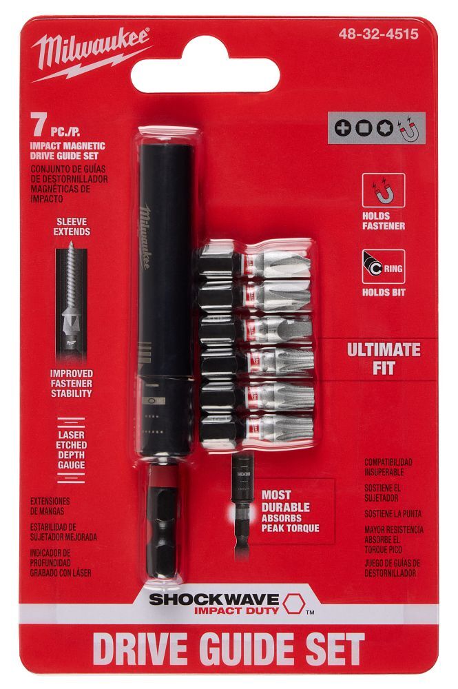 Milwaukee Shockwave Impact Duty Magnetic Drive Guide Bit Set, 3-In, 7-Pc