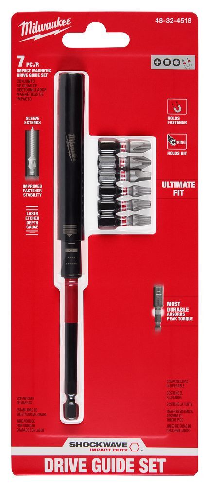 Milwaukee Shockwave Impact Duty Magnetic Drive Guide Bit Set, 6-In, 7-Pc