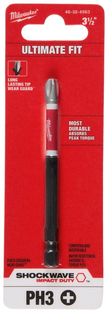 Milwaukee Shockwave Impact #3 Phillips Bit, 3 1/2-In