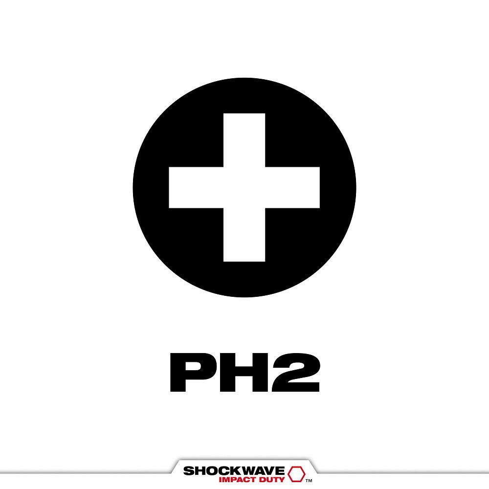 Milwaukee Shockwave Impact #2 Phillips Bit, 1-In, 5-Pc