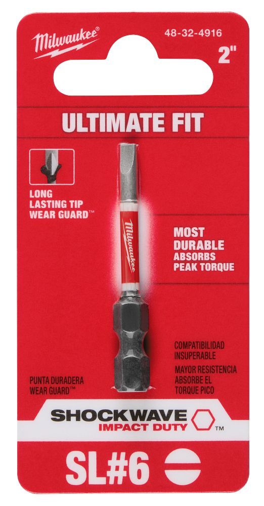 Milwaukee Shockwave Impact #6 Slotted Bit, 2-In