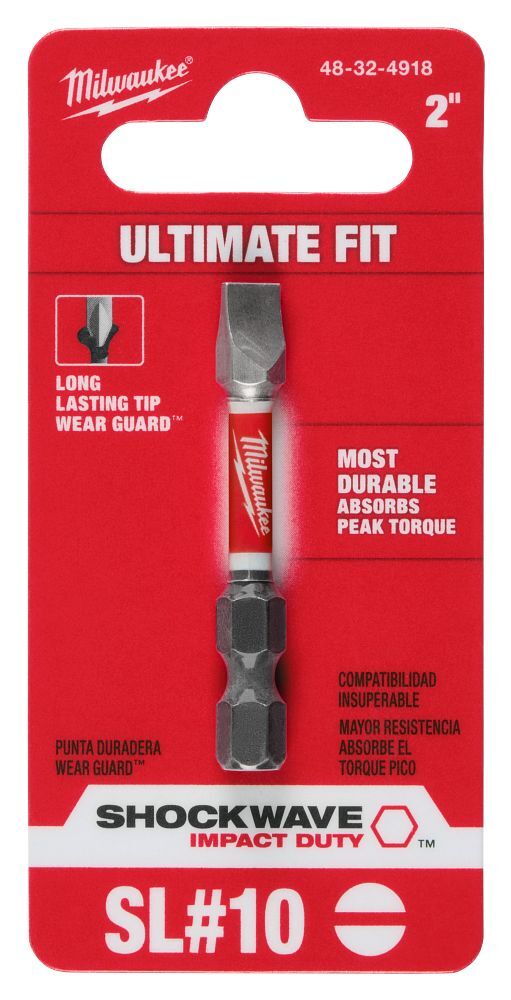 Milwaukee Shockwave Impact #10 Slotted Bit, 2-In