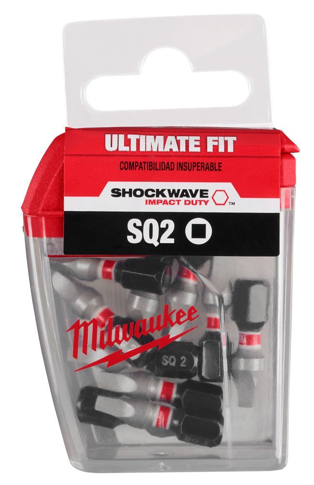 Milwaukee Shockwave Impact #2 Square Bit, 1-In, 10-Pc
