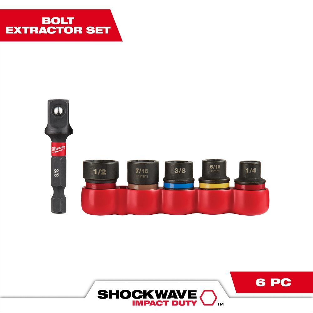 Milwaukee Shockwave Impact Bolt Extractor Set, 6-Pc
