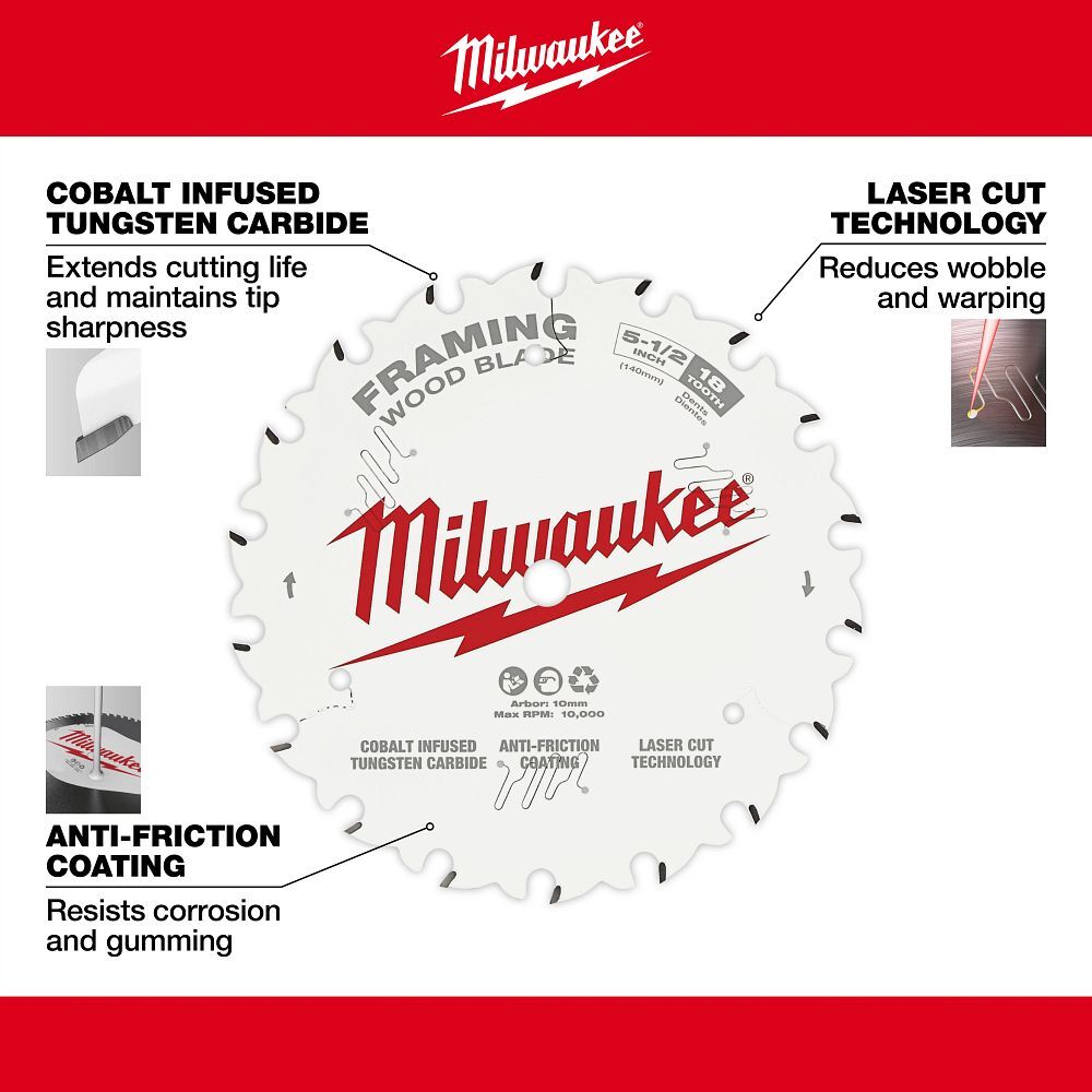 Milwaukee Framing Circular Saw Blade, 18T, 5 1/2-In