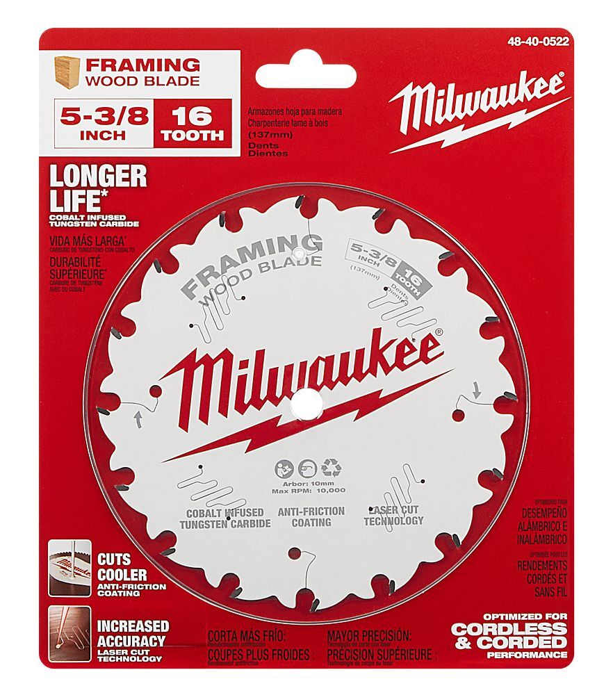 Milwaukee Framing Circular Saw Blade, 16T, 5 3/8-In