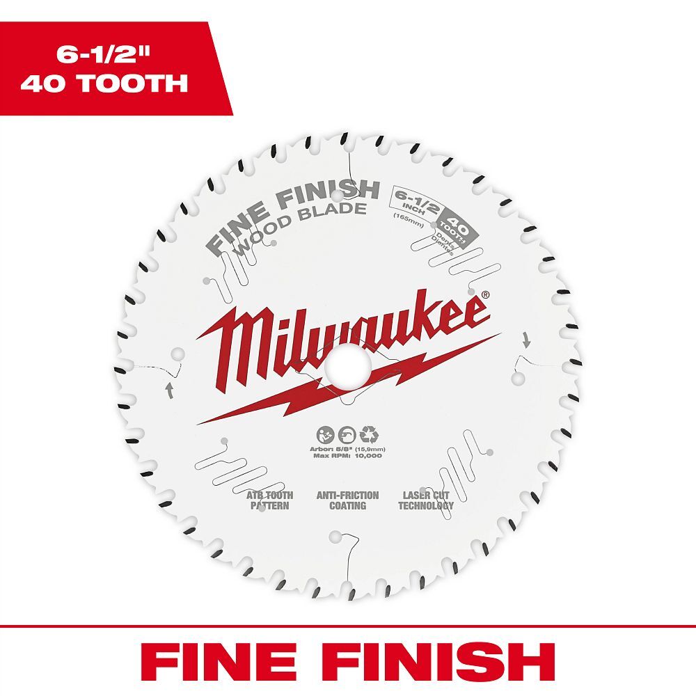 Milwaukee Finish Blade Circular Saw Blade, 40T, 6 1/2-In
