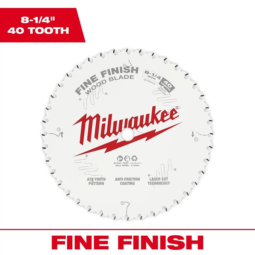 Milwaukee Finish Blade Circular Saw Blade, 40T, 8 1/4-In