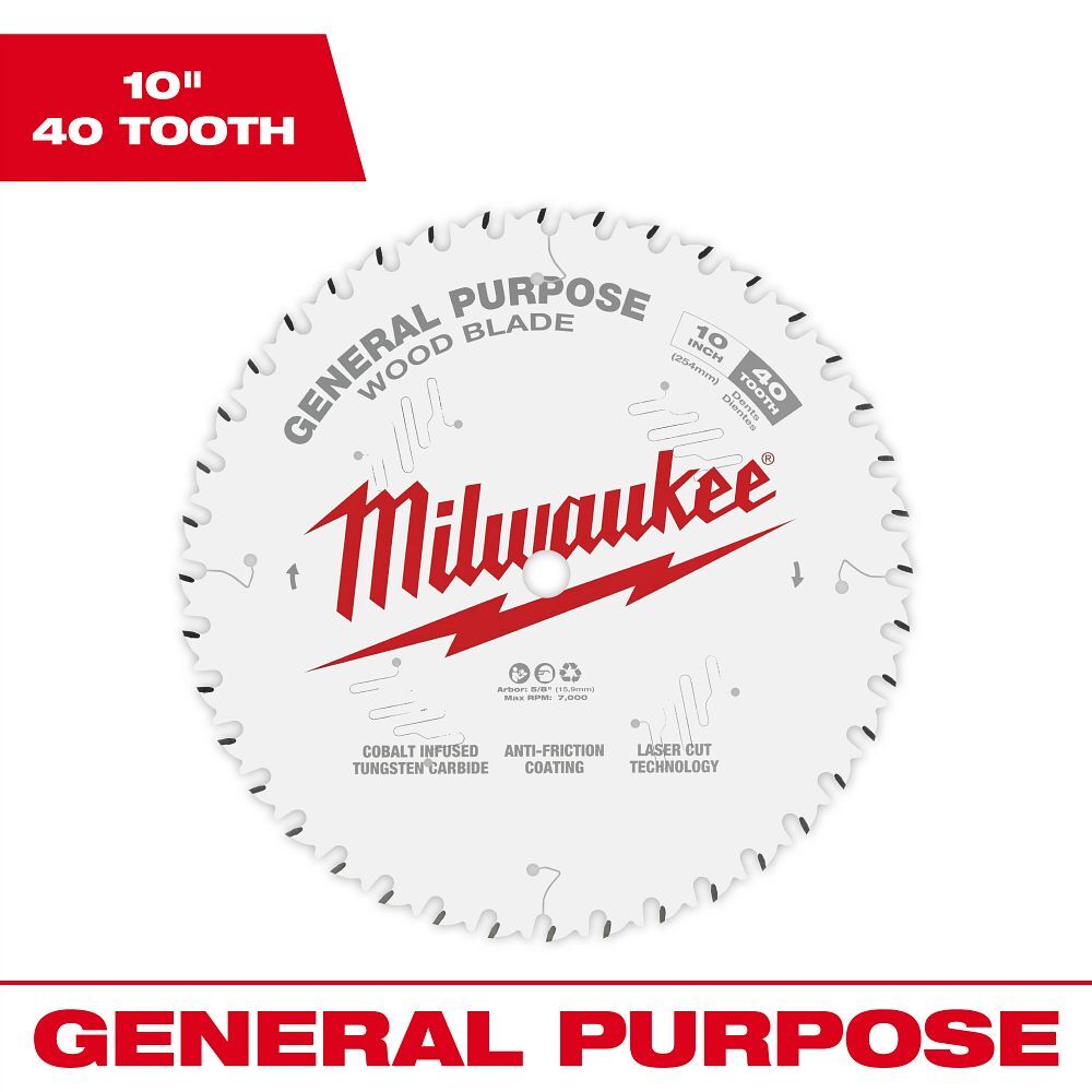 Milwaukee General Use Circular Saw Blade, 40T, 10-In