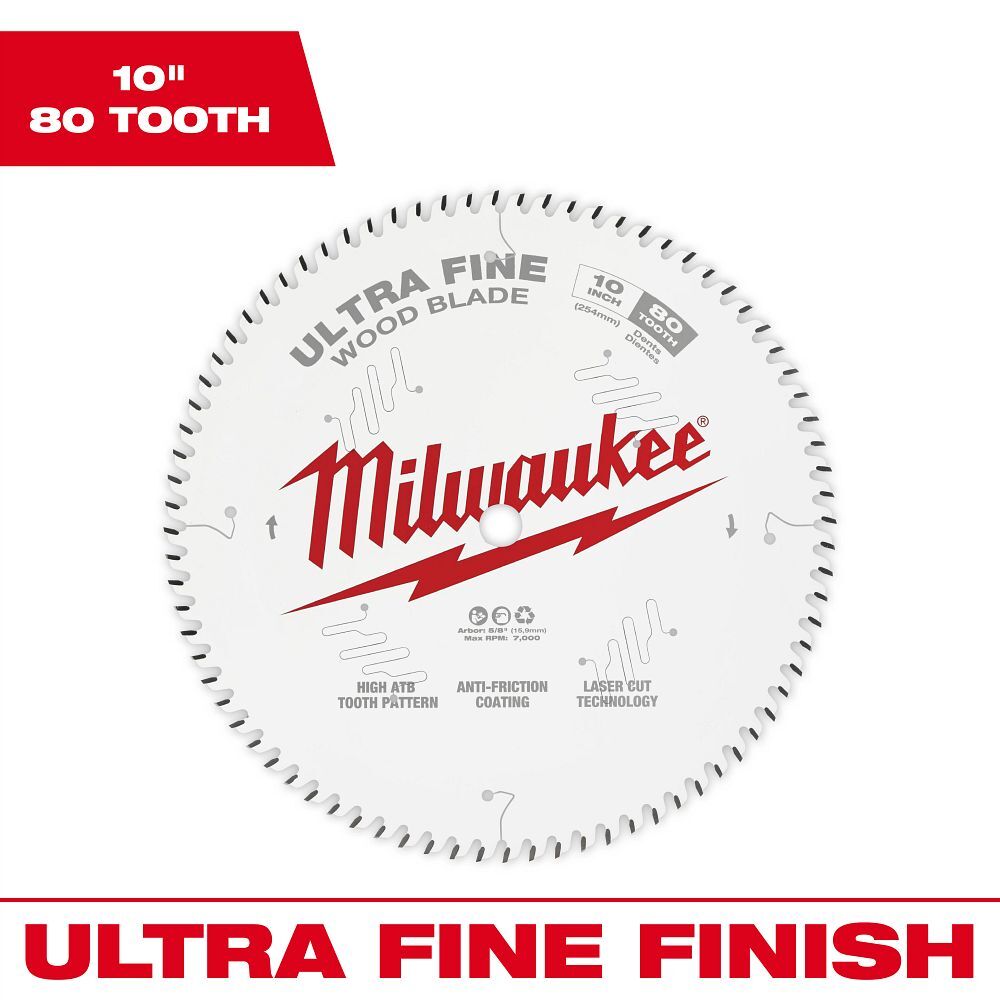Milwaukee Ultra Fine Finish Circular Saw Blade, 80T, 10-In