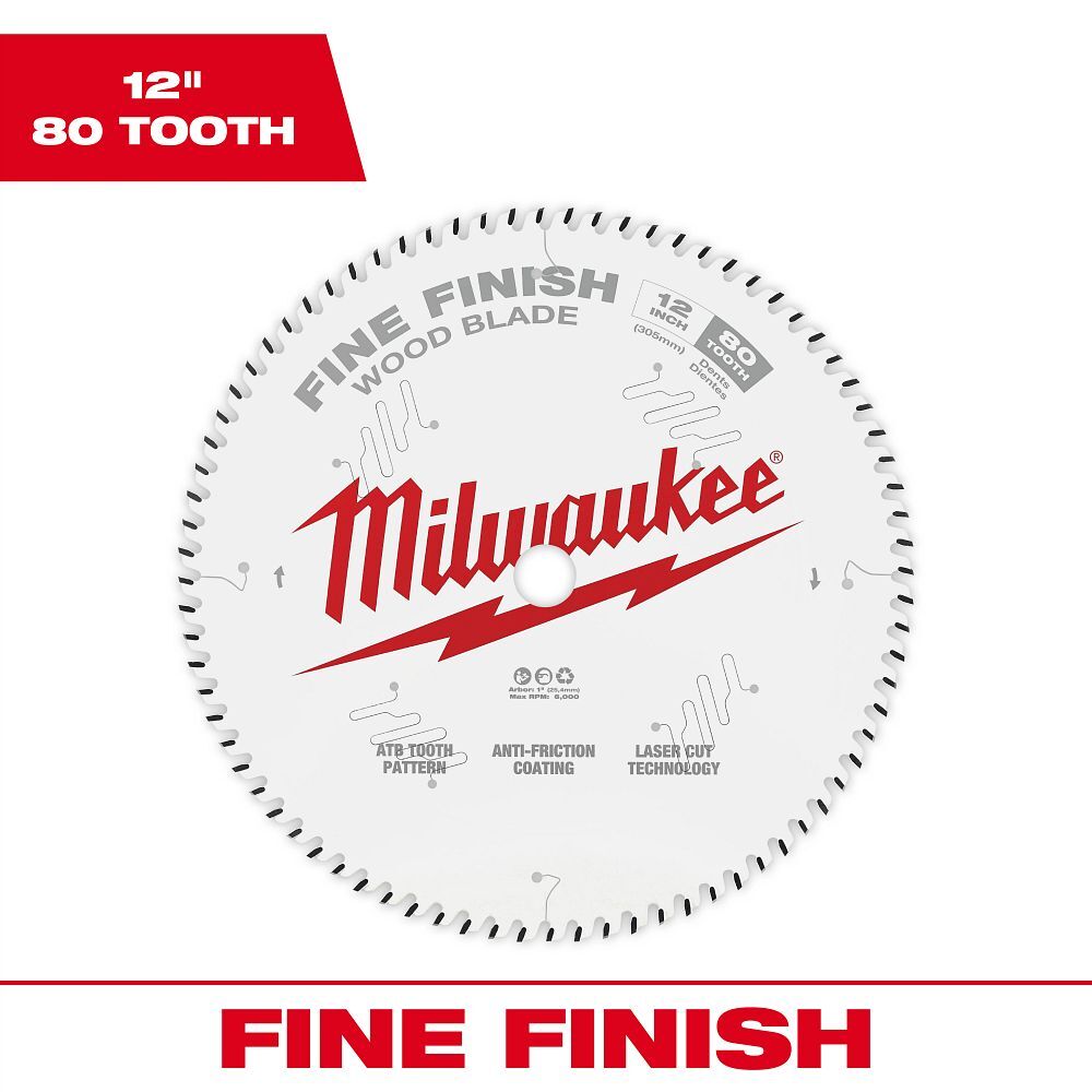 Milwaukee Fine Finish Circular Saw Blade, 80T, 12-In