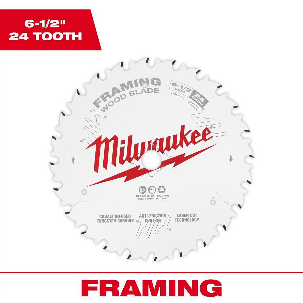 Milwaukee Framing Circular Saw Blade, 24T, 6 1/2-In
