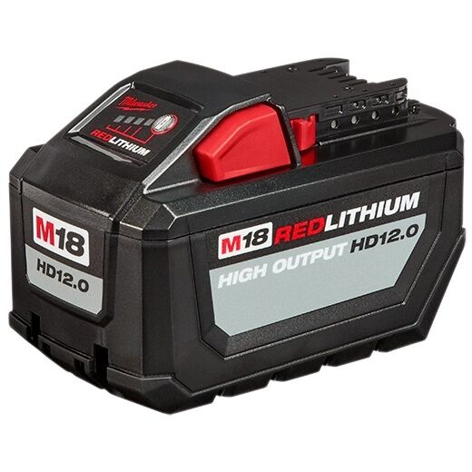 Milwaukee M18 Red Lithium High Output HD12.0 Battery With Rapid Charger, 12-Ah