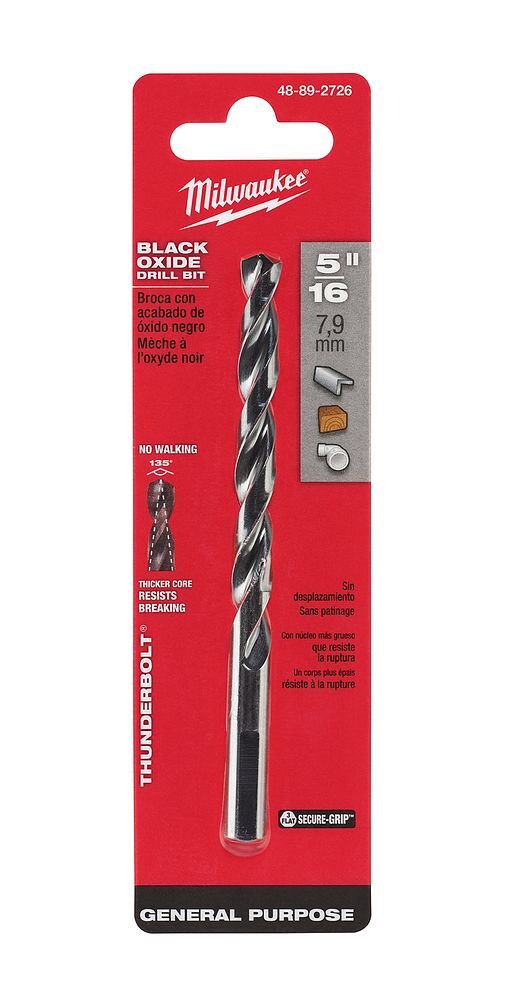 Milwaukee Thunderbolt Black Oxide Drill Bit, 5/16-In
