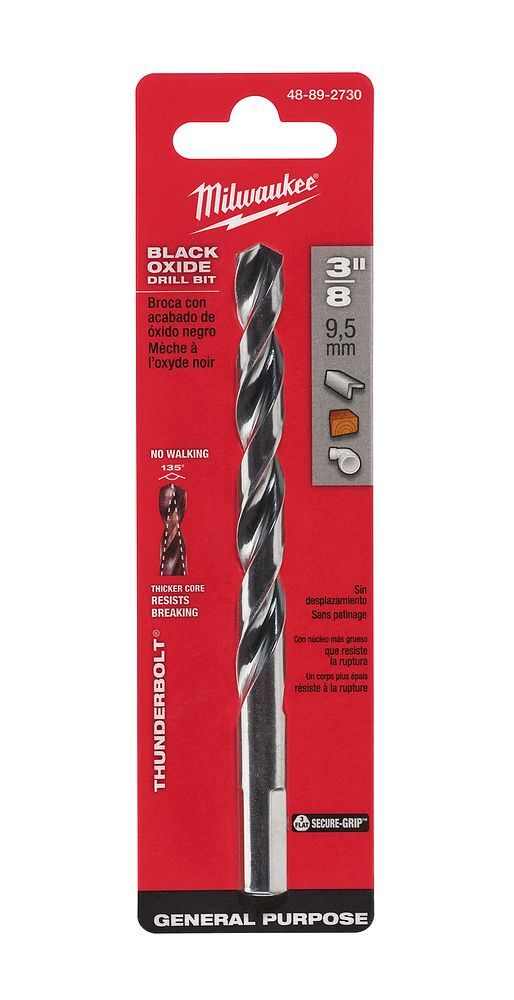Milwaukee Thunderbolt Black Oxide Drill Bit, 3/8-In
