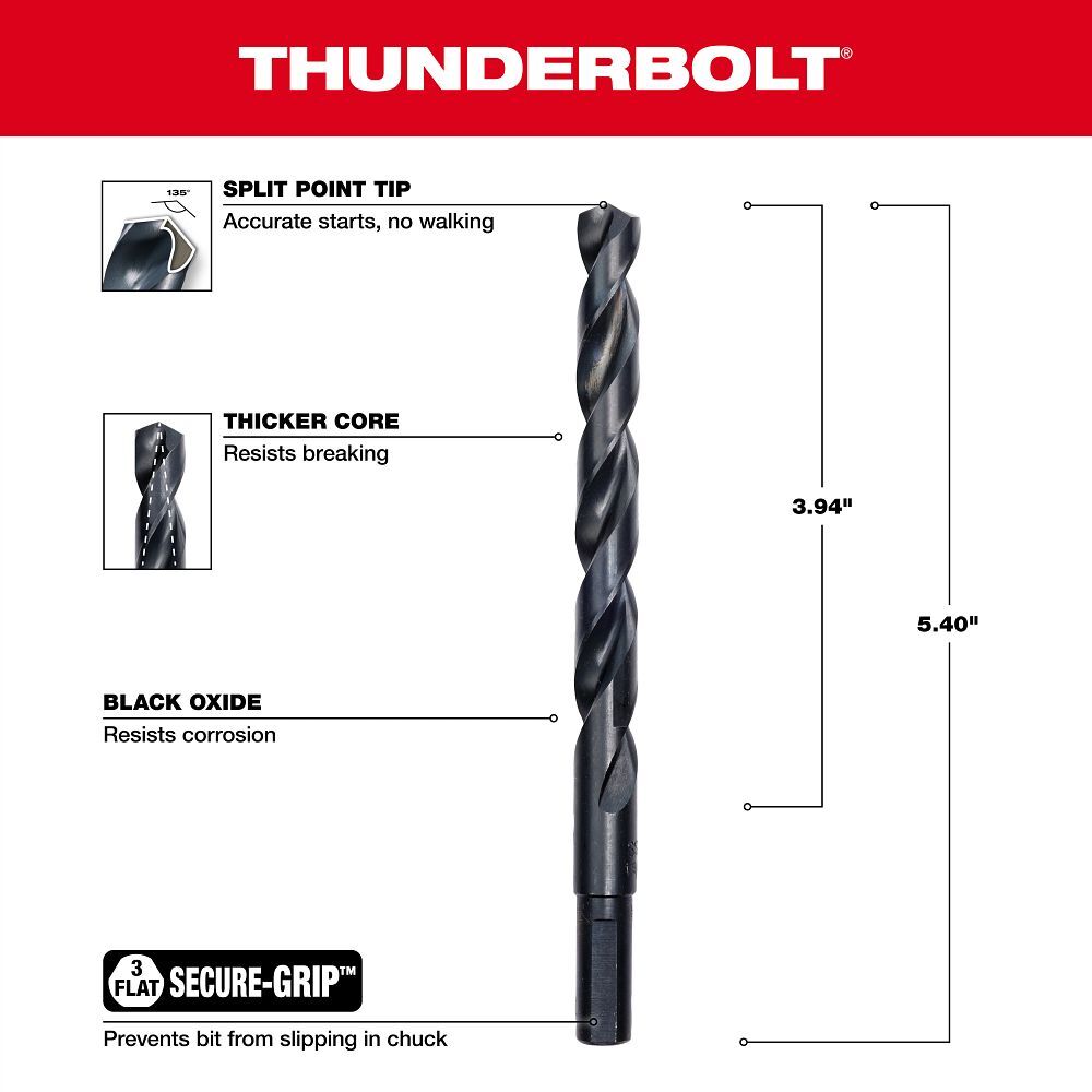 Milwaukee Thunderbolt Black Oxide Drill Bit, 27/64-In