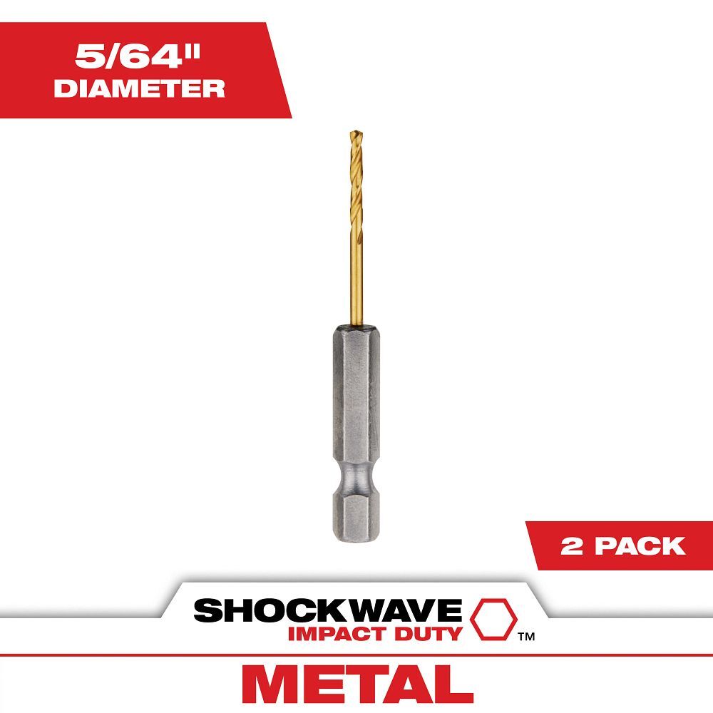 Milwaukee Shockwave Impact Duty Red Helix Titanium Drill Bit, 5/64-In, 2-Pk