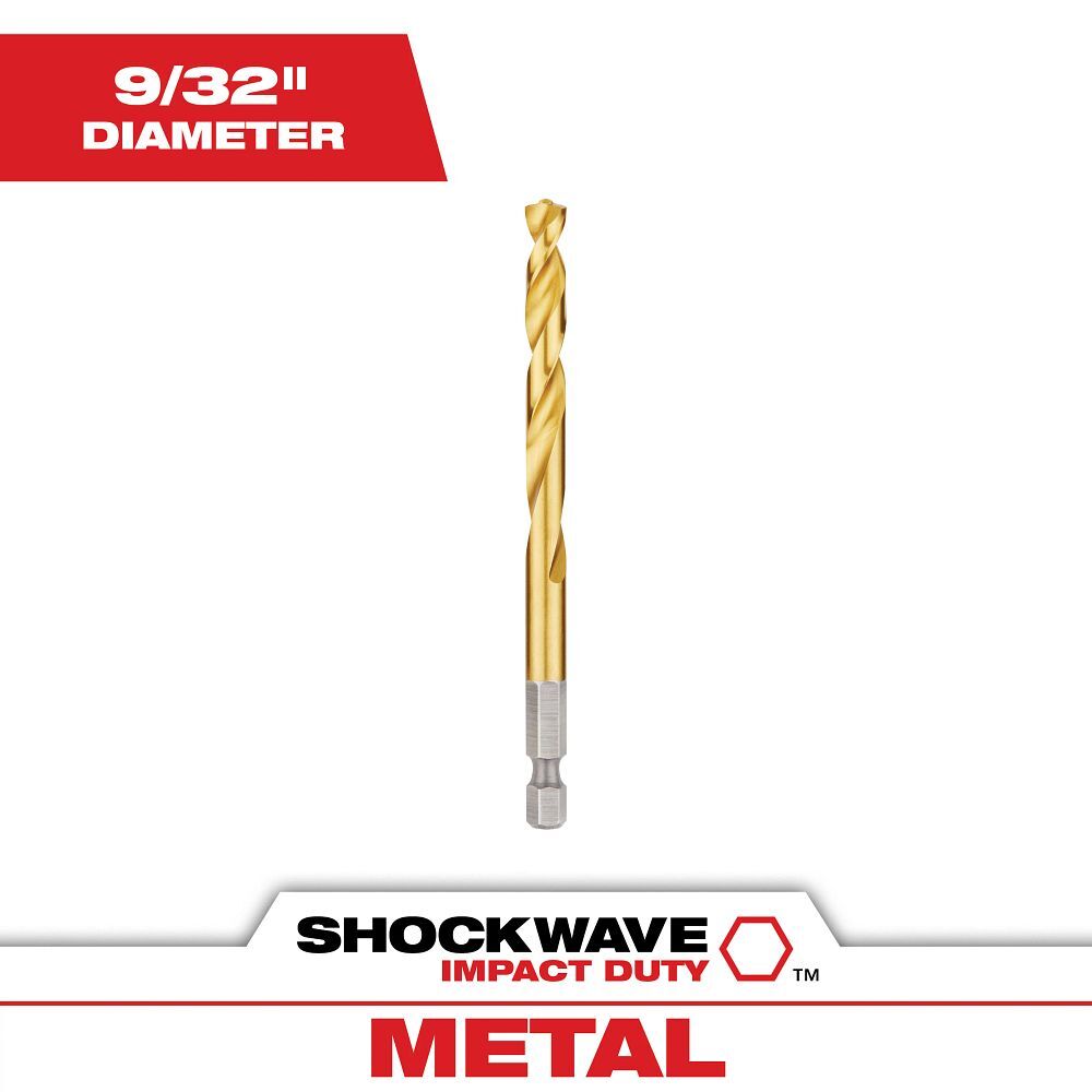 Milwaukee Shockwave Impact Duty Red Helix Titanium Drill Bit, 9/32-In