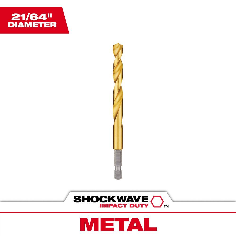Milwaukee Shockwave Impact Duty Red Helix Titanium Drill Bit, 21/64-In