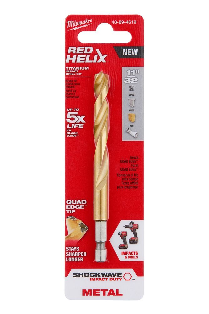 Milwaukee Shockwave Impact Duty Red Helix Titanium Drill Bit, 11/32-In